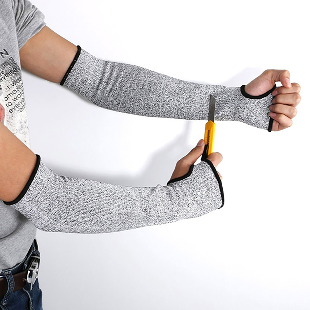 1/2 Pair Level 5 HPPE Safety Arm Sleeve Cover Cut Resistant Anti-Puncture Work Protection Arm Elbow Wrist Guard Gloves 35/45CM: WHITE