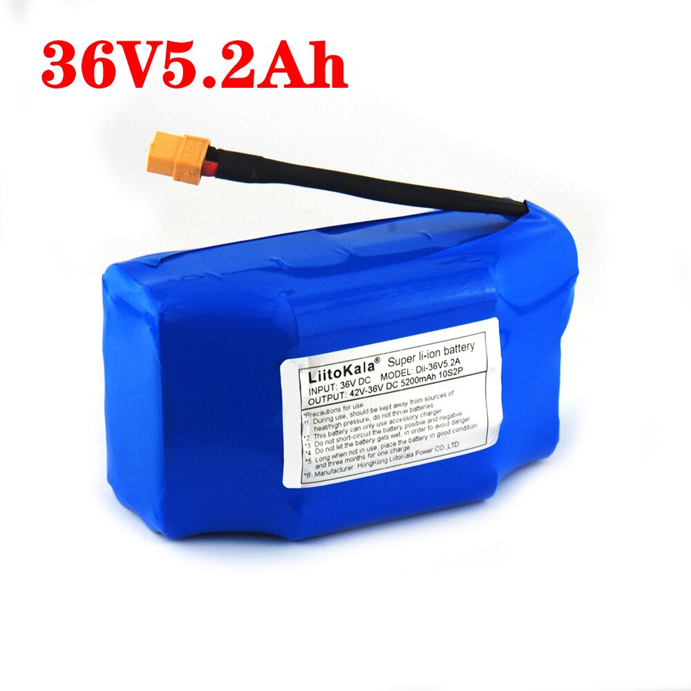 LiitoKala 36V 5.2AH 4.4AH rechargeable li-ion battery pack lithium ion for electric self balance scooter hoverboard unicycle: 36V5.2Ah