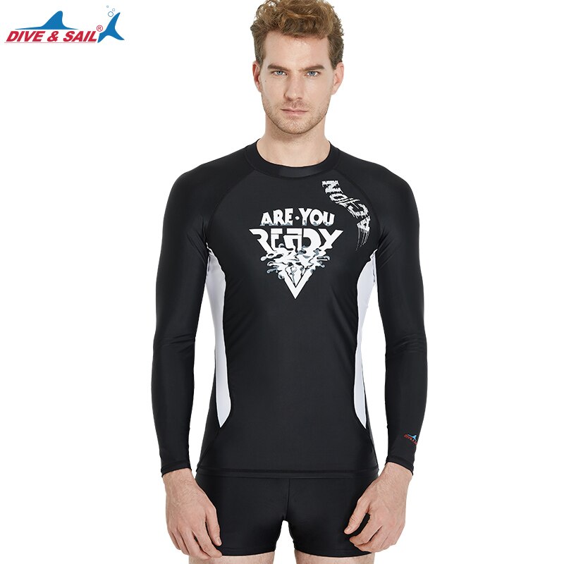 Mens UPF 50 + Long Sleeve Rash Guard Swimwear Athletic Top Rashguard Adulto Nero Lettera Diamante Stampato T Shirt Top compressione