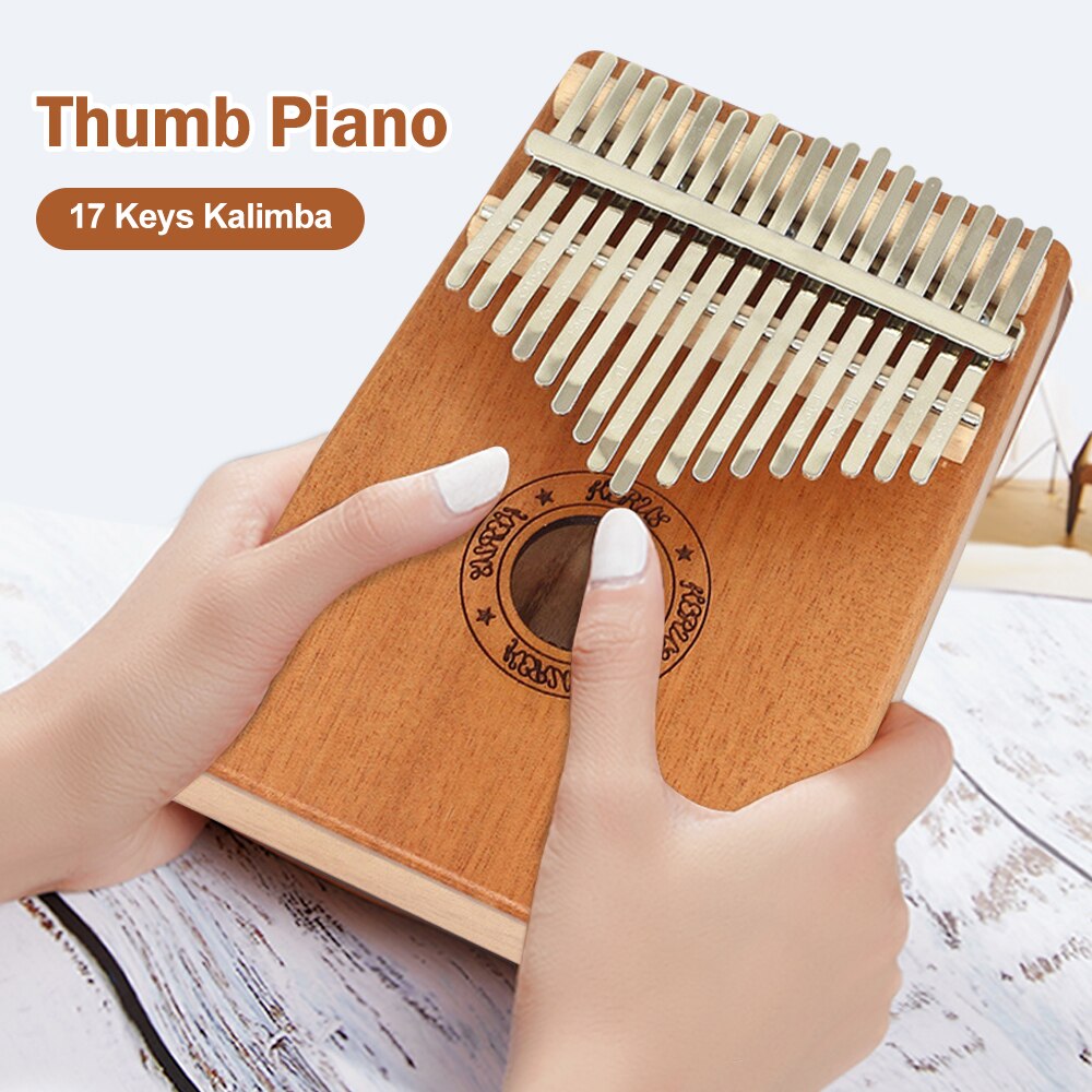 17 Toetsen Piano Hout Mahonie Body Muziekinstrument Met Leren Boek Hamer Voor Beginner Kalimba Tas