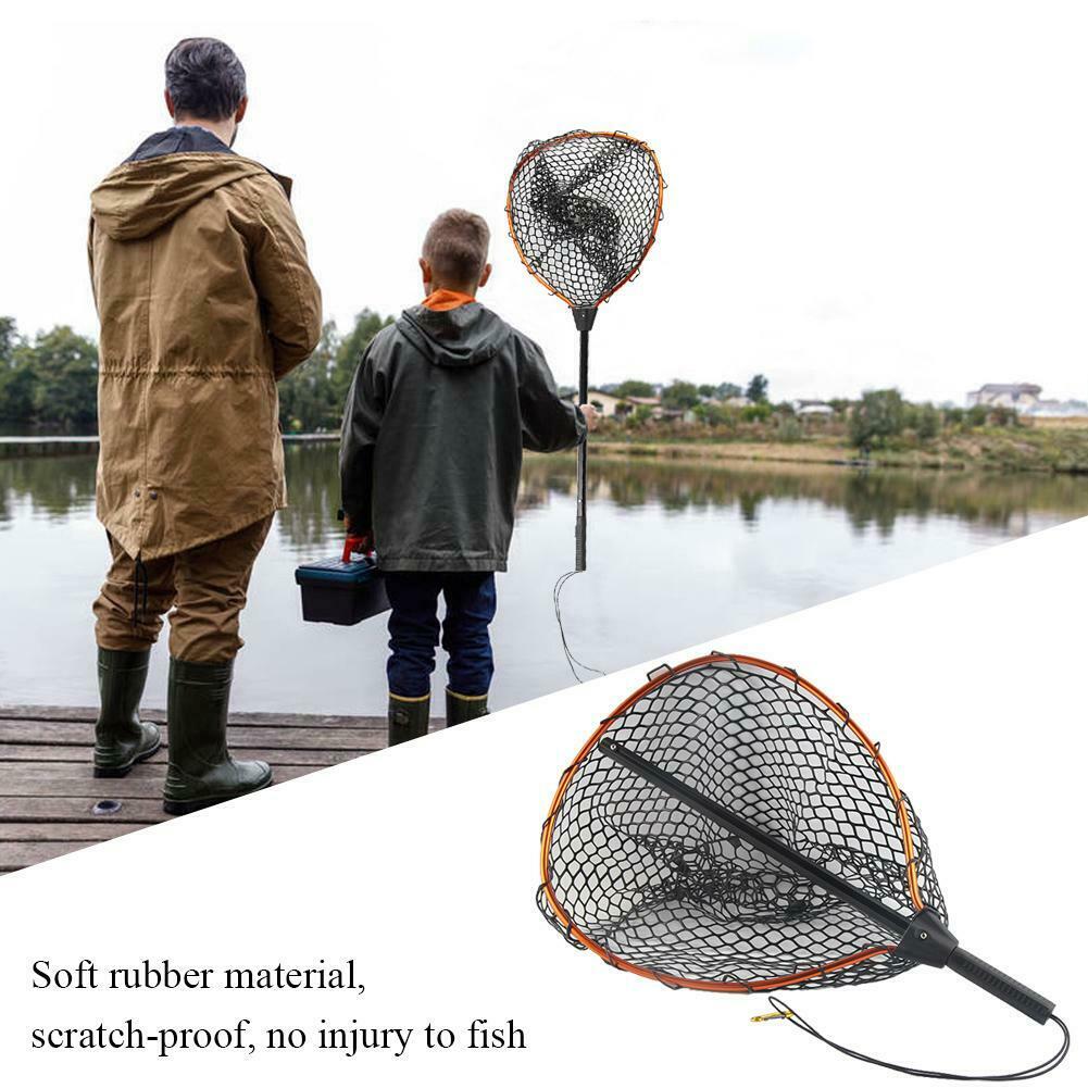 Fishing Net Aluminum Pole Retractable Telescoping Foldable Landing Rubber Net MCK99