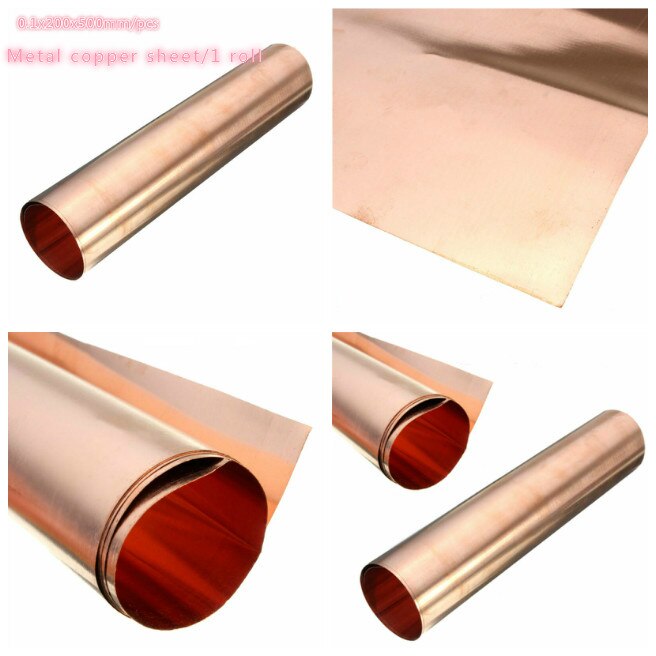 99.9%  kopparplåtar metall konstmaterial gör-det-själv handgjort material tunn metallfolierulle 0.1 x 200 x 500mm/1 rulle