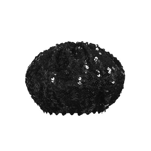 barata ! boina de lentejuelas para mujer, gorro para mujer, decoración de lentejuelas con diamantes, gorra para caminar para de baile combinada: Negro