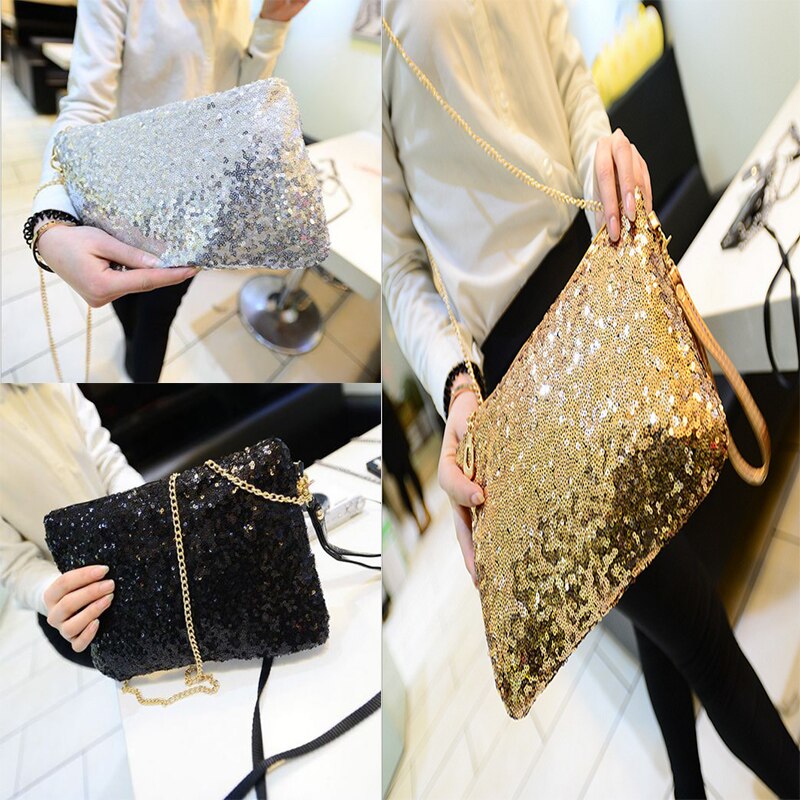 Dames dames glitter pailletten ketting handtas sprankelende feestavond envelop clutch tas portemonnee tote tas messenger schoudertassen