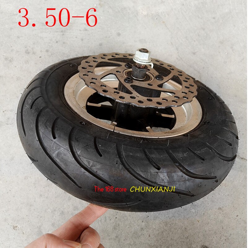 Good quality10 inch electric scooter wheels 6inch wheel hub + 3.50-6 vacuum Road tyre + Brake disc fits Folding electric scooter