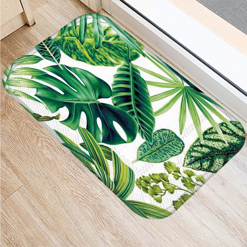 Tropisk monstera mønster køkken indgang 40*60cm dørs måtte koral fløjl tæppe dørmåtte indendørs gulvmåtter skridsikker tæppe 48233: 2dd-48233-001