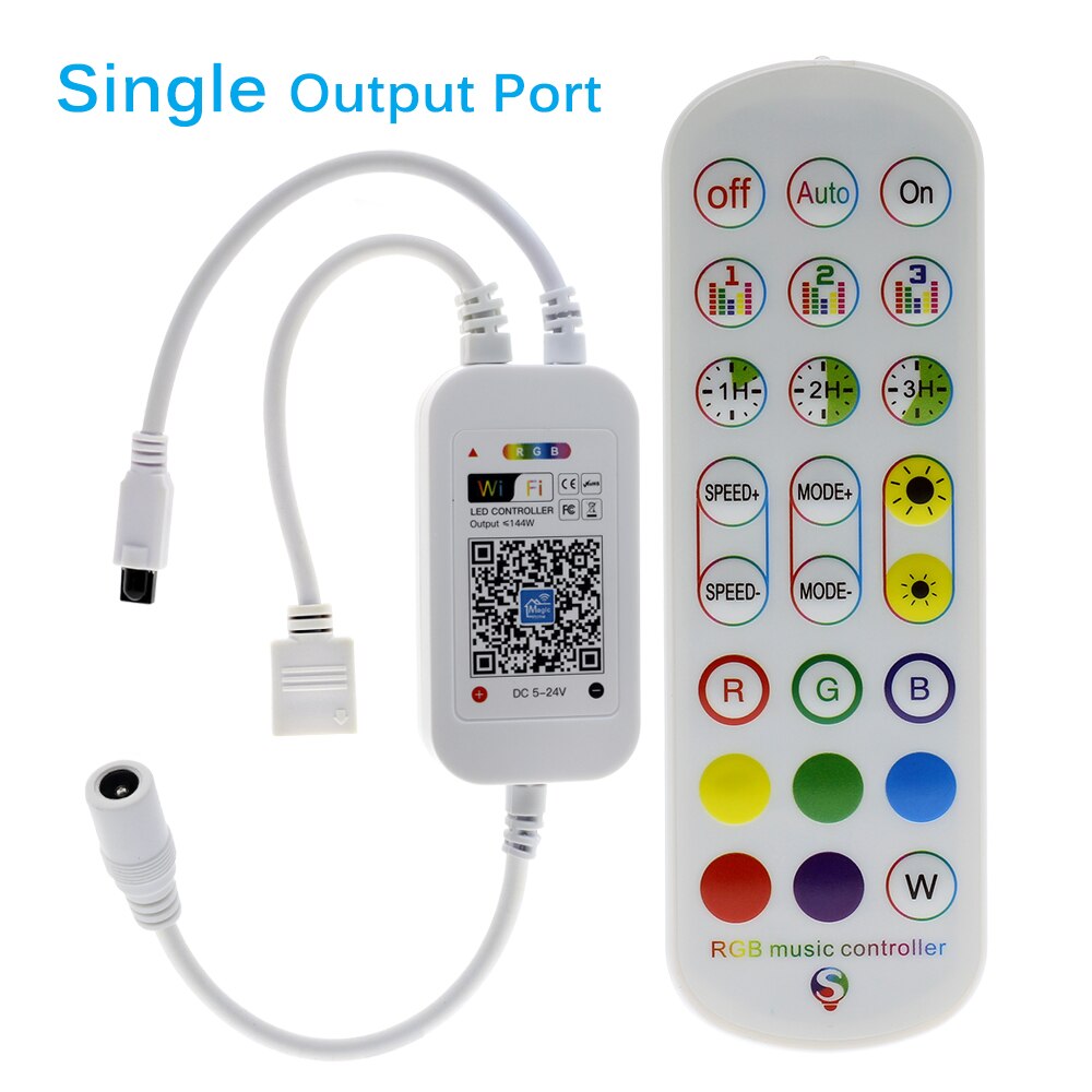 Wifi RGB LED Controller 5V-24V IR Remote Controller Dimmer WiFi Wireless Smart Music Controller Work with APP for RGB LED Strip: Single Output