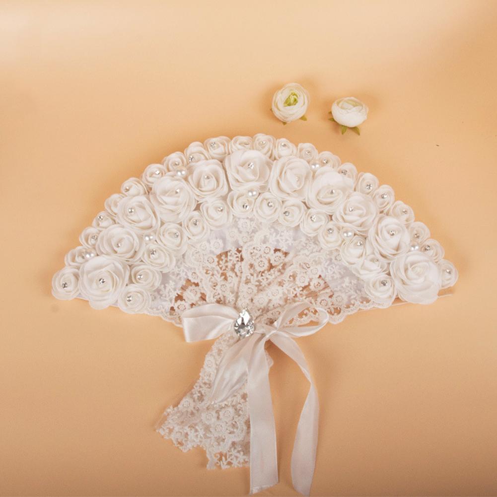Éventail à main pour la mariée, en dentelle, Non pliable, fournitures de fête de mariage, accessoires pour séance Photo