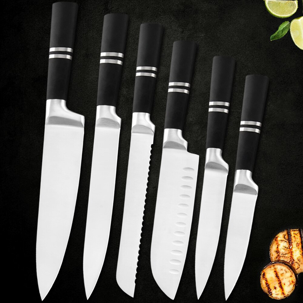 Sowoll Japanese Chef Kitchen Knives Set 8'' Bread Slicing 7'' Santoku 5'' Utility 3.5'' Paring Knfe Sushi Sashimi Accessory: Default Title
