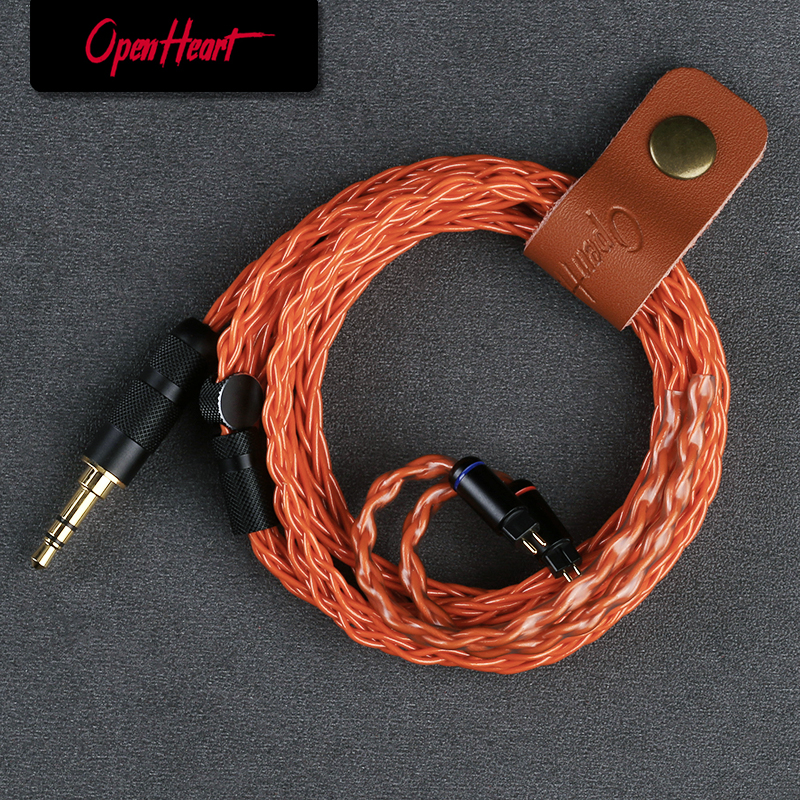 Cable de auriculares OPENHEART naranja de 8 núcleos 2,5/3,5/4,4mm MMCX/0,78 2 pines/QDC cobre Chapado en plata reemplazar Cable equilibrado mejorado