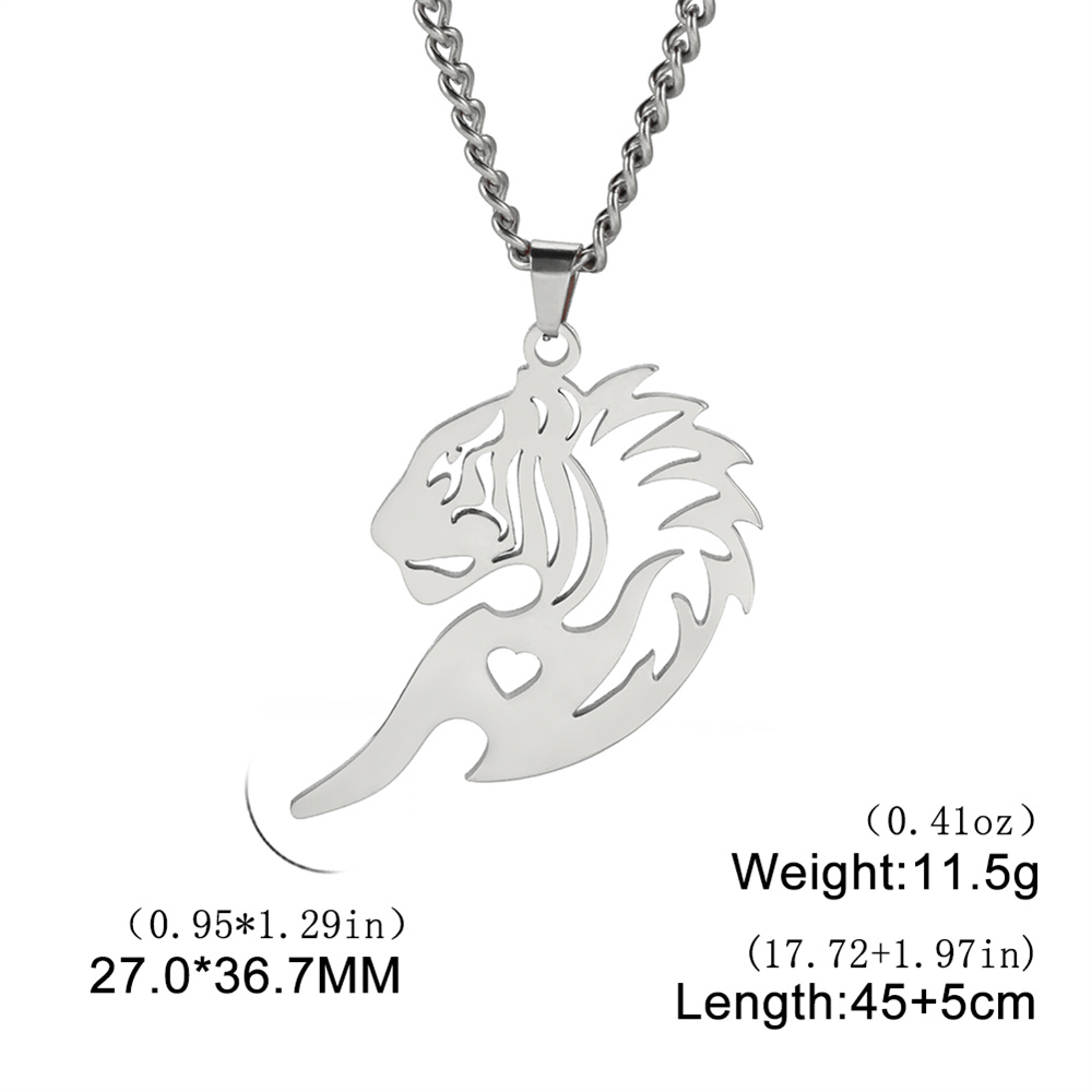 My Shape Roi Lion couronne pendentif collier hommes garçon en acier inoxydable punk animal loup charme collier Hip Hop bijoux,collier garcon enfan,coliers pour enfants garçon de,chaine homme: Imitation plaquée rhodium