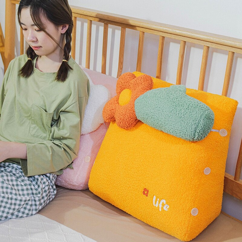 Ins-almohada de lectura para niñas, cojín de respaldo para cama, sofá Lumbar, cojín de respaldo triangular, suave y esponjoso para dormitorio