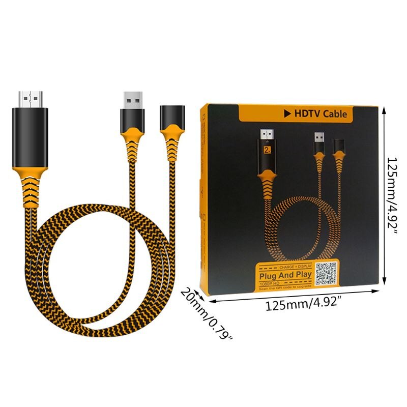 Téléphone USB vers HDMI tête femelle téléphone vers TV câble de Conversion HDMI avec Interfaces illimitées sans délai gel pour téléphone portable