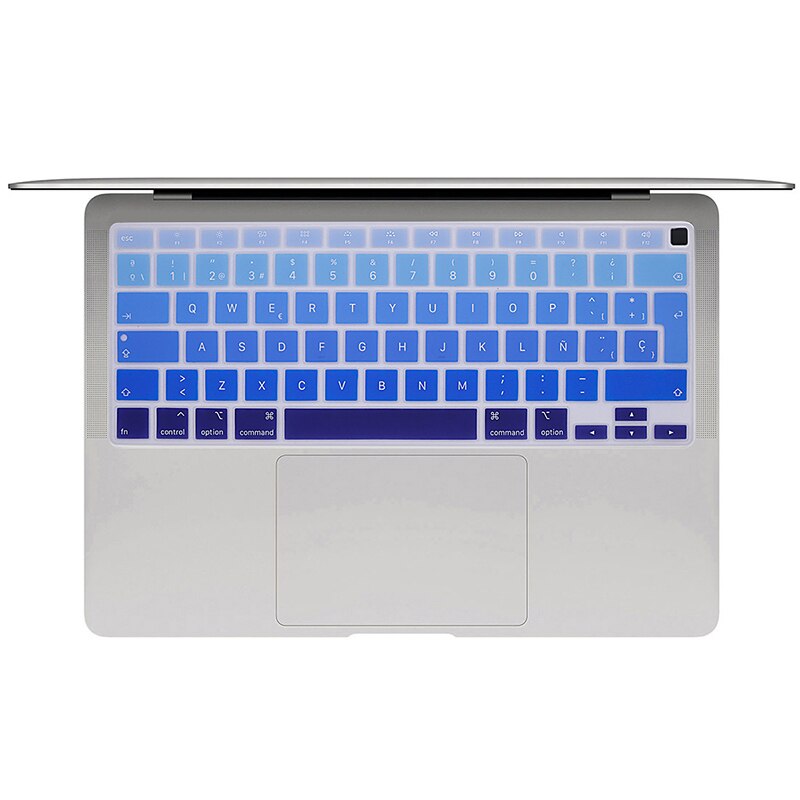For MacBook Air 13 Keyboard Cover EU Spanish Keypad Protector Skin for Mac Book Air 13 with touch bar ID A2179 Ombre: Ombre blue