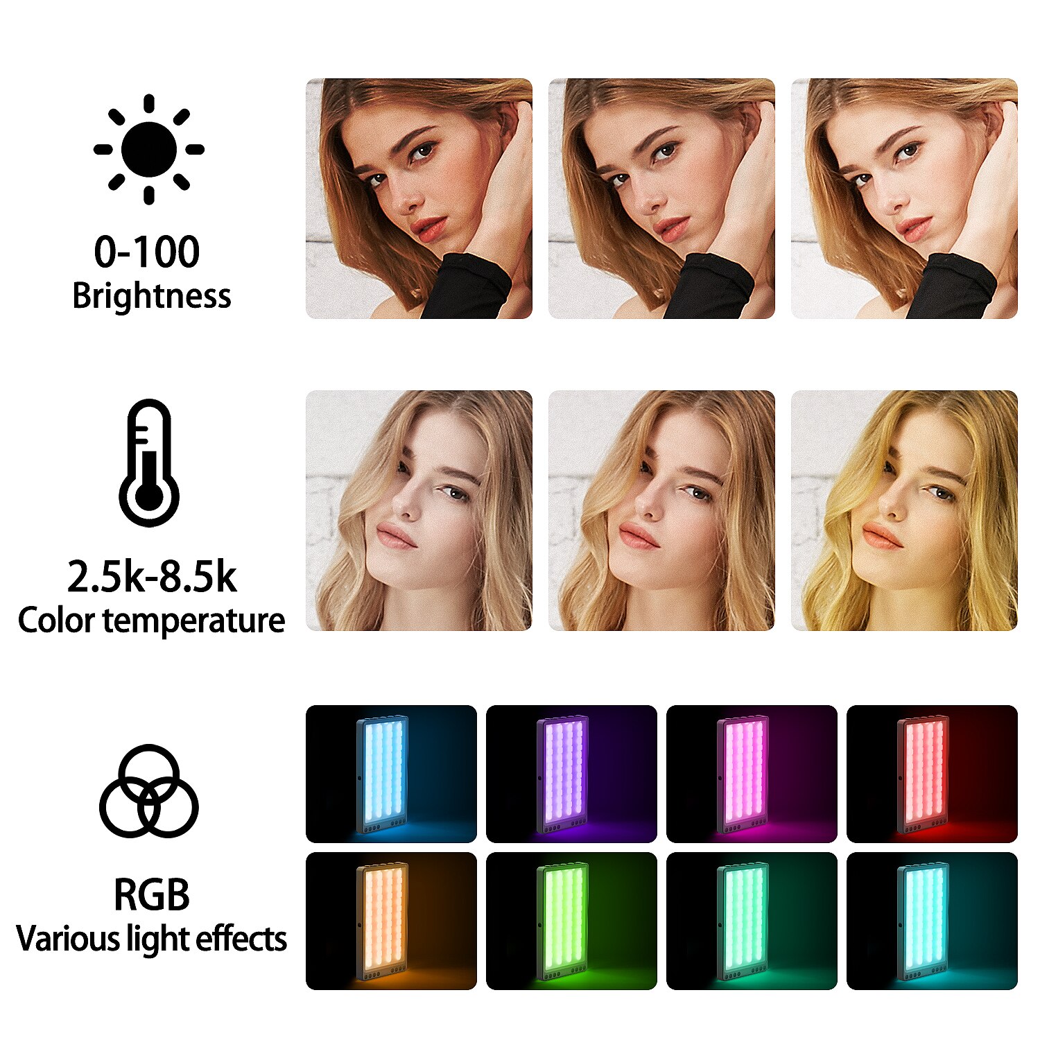 Oplaadbare Rgb Video Licht Draagbare Kleurrijke Achtergrond Led Panel Met Dslr Camera Mount Voor Fotografie Studio Foto Tiktok