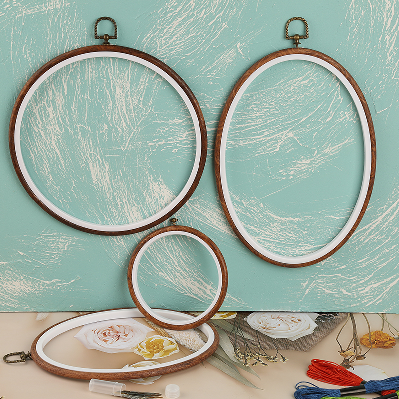 LMDZ Embroidery Circle Wood Hoop Circle Round Plastic DIY Art Craft Cross Stith Sewing Needwork Tools Flower Wreath Home Decor