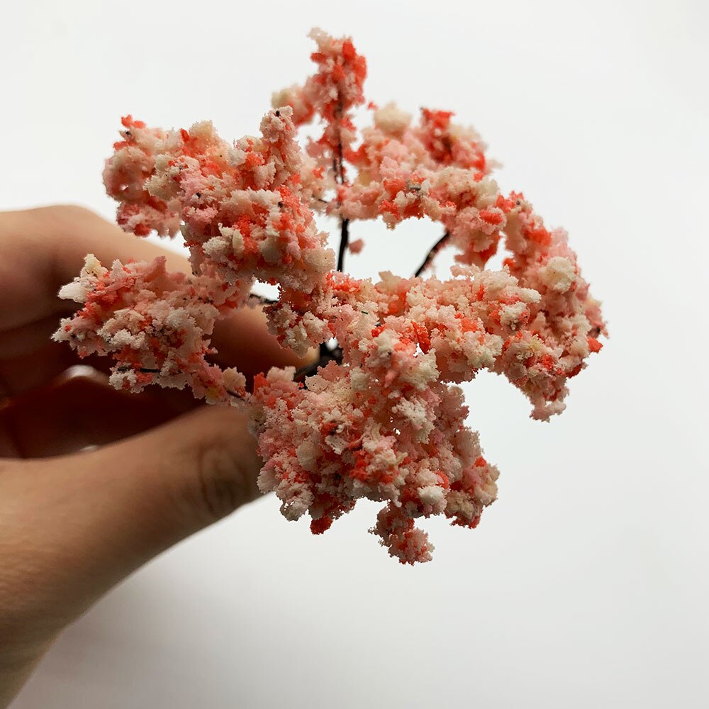 2PCS 65mm Handmade Metal Wire Model Trees 1/87HO Scale Model(Flower)Trees Miniature Landscape Model Train Railway Layout Scenery