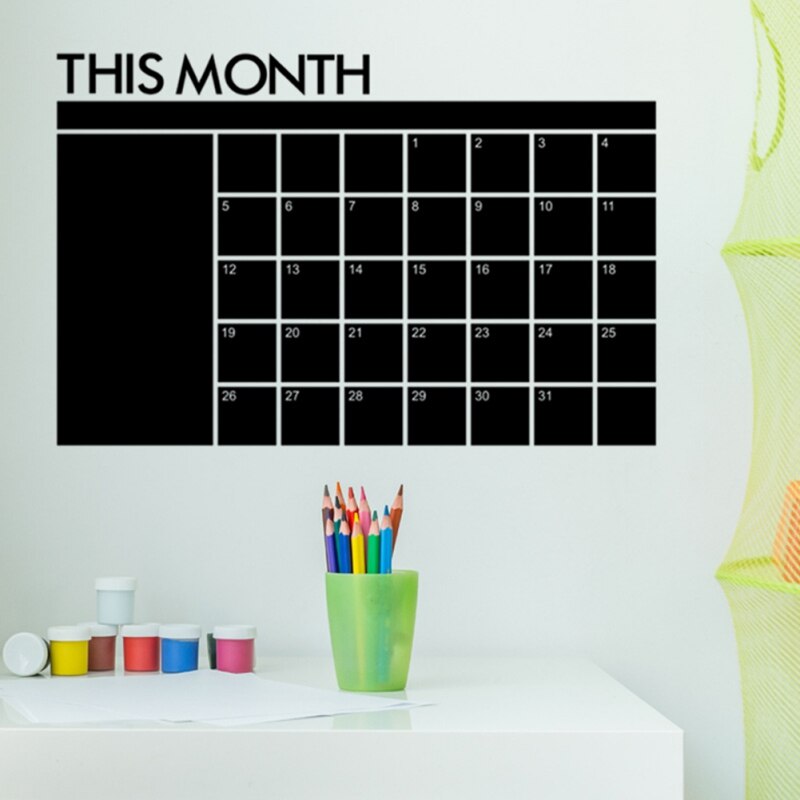 Month Calendar Chalkboard Removable Planner Wall Stickers Black Board Office School Vinyl Decals Supplies