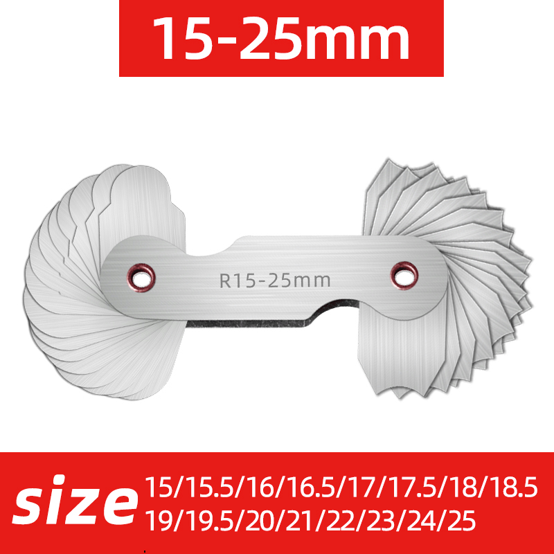 Radius template R gauge R1-6.5 7-14.5 15-25 26-80 radius gage plate fillet gaug External Internal Concave Convex Measuring tools: Gold