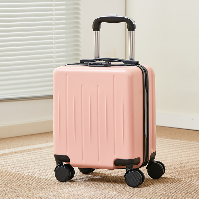 Valise de voyage unisexe à roulettes PC, 14 pouces, , à la , ABS, mini valise d'embarquement, petite main, Lu: Rose