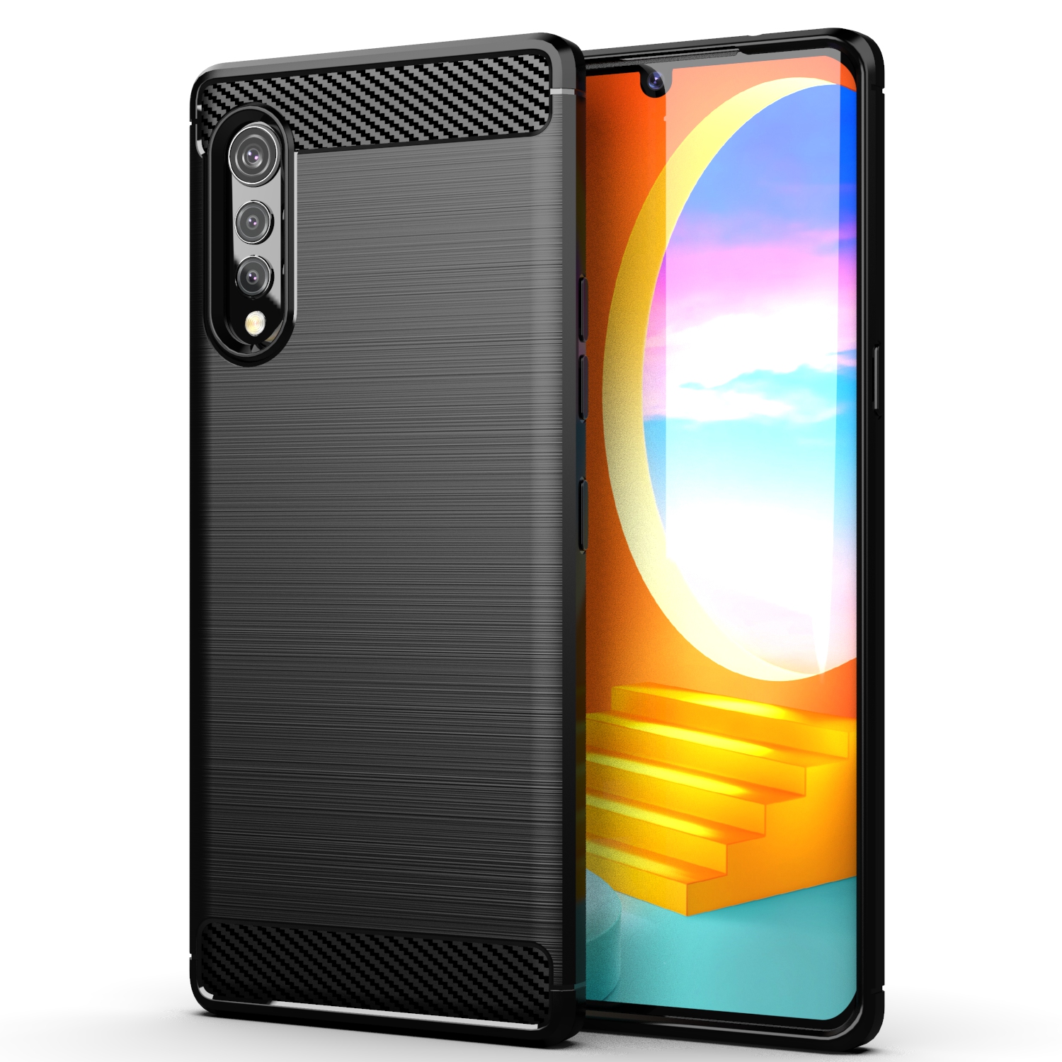 Karbonfiberdeksel til lg  v30 Plus, lg  v30s v40 v50 v50s v60 -deksel, støtdempende bakdeksel til lg fløyel stylo 5 x2 x4 x5