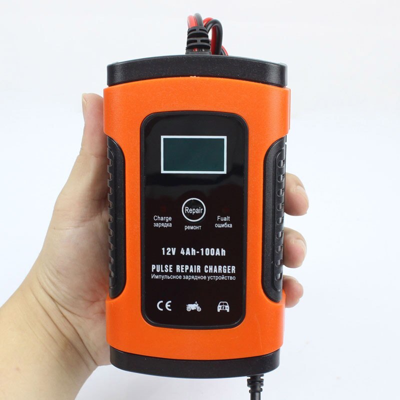 12V Automatic Smart Battery Charger Car & Motorcycle Charger Pulse Repair Charger LCD Display: UK-plug