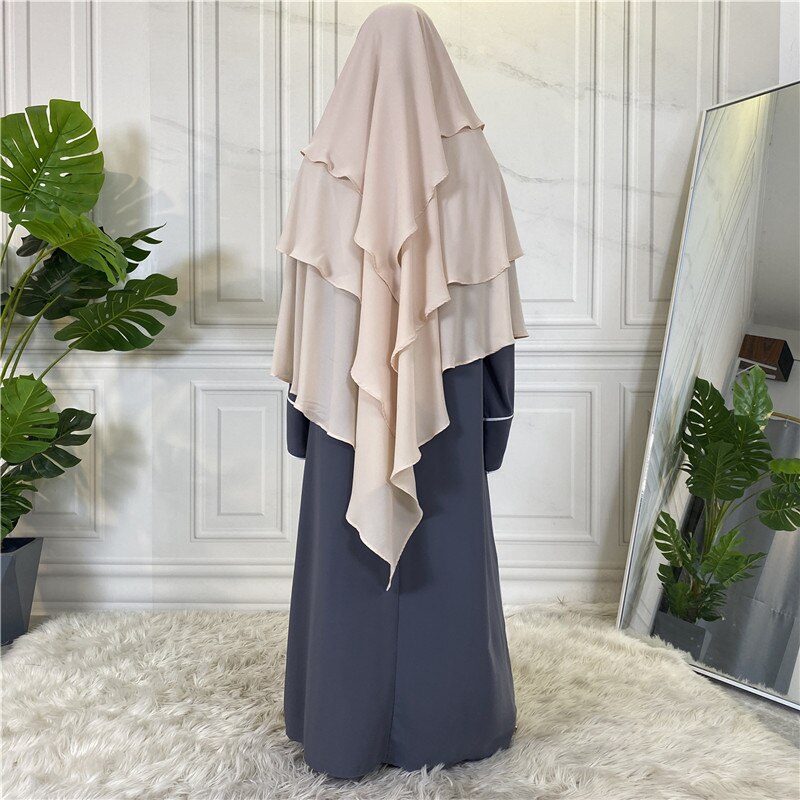Ramadan Eid Prayer Garment Long Khimar Hijab Scarf Sleeveless Tops Islamic Women Abaya Jilbab Abayas Muslim Arab Clothing Niqab: Apricot Khimar