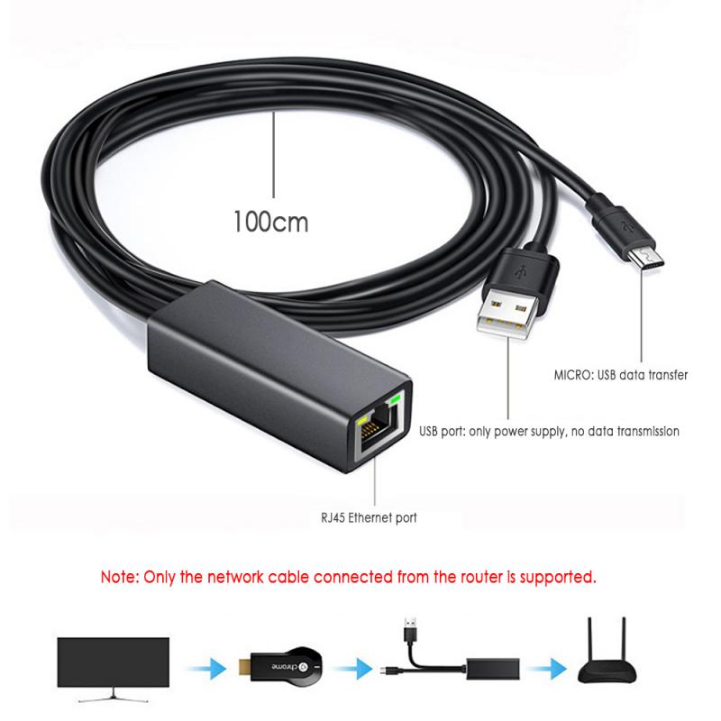 Ethernet Adapter voor Chromecast USB 2.0 naar RJ45 voor Google Home Chromecast 2 1 Ultra Audio Fire TV Stick Micro USB Netwerkkaart