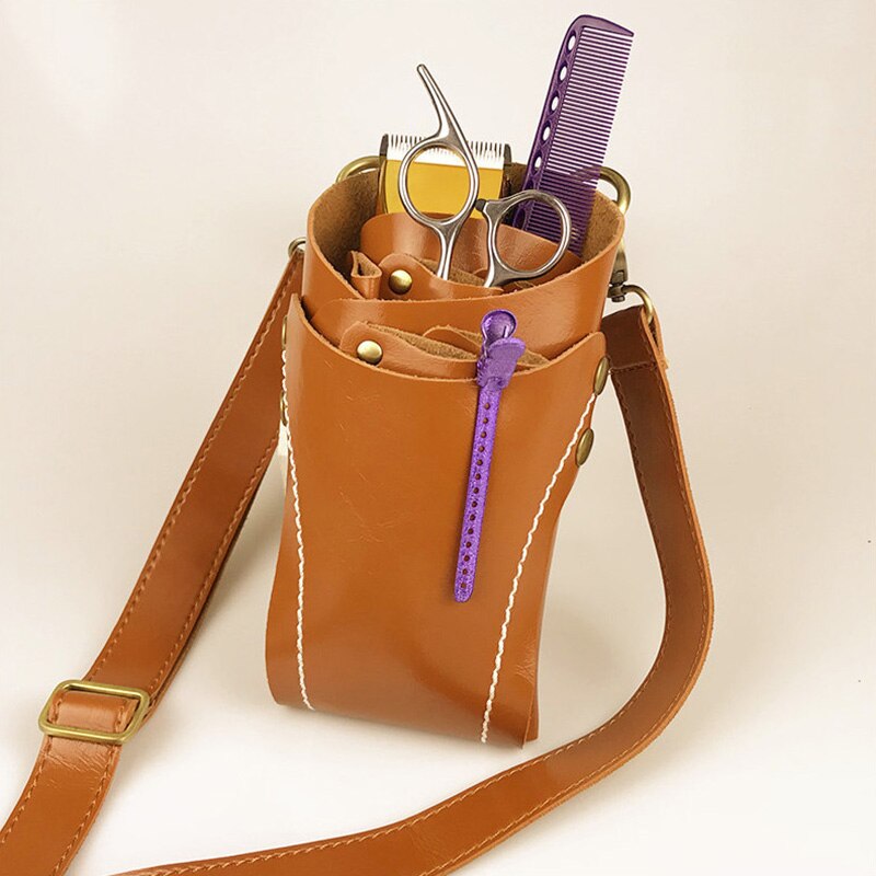 Barber Shears Holster Scissor Holder Pouch Hair Dressres Bag with Belt for Hairdressers, Salon Hair Stylist Barber: Camel