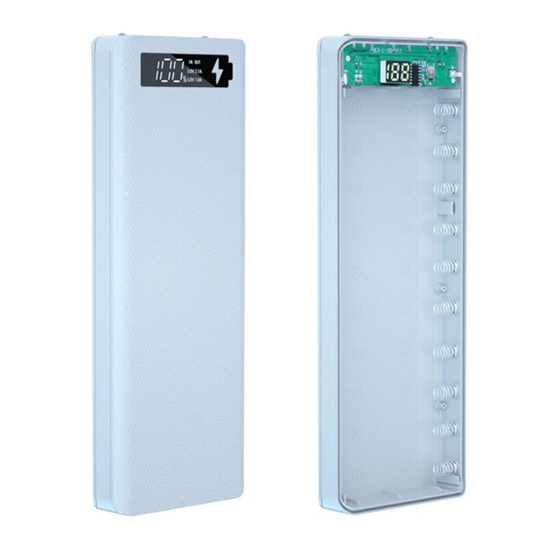 DIY Powerbank Case Kit 10*18650 Battery Holder Charger Box QC Quick Charge Power Bank Case Mobile Phone Charger Shell No Battery: Quick Charge White
