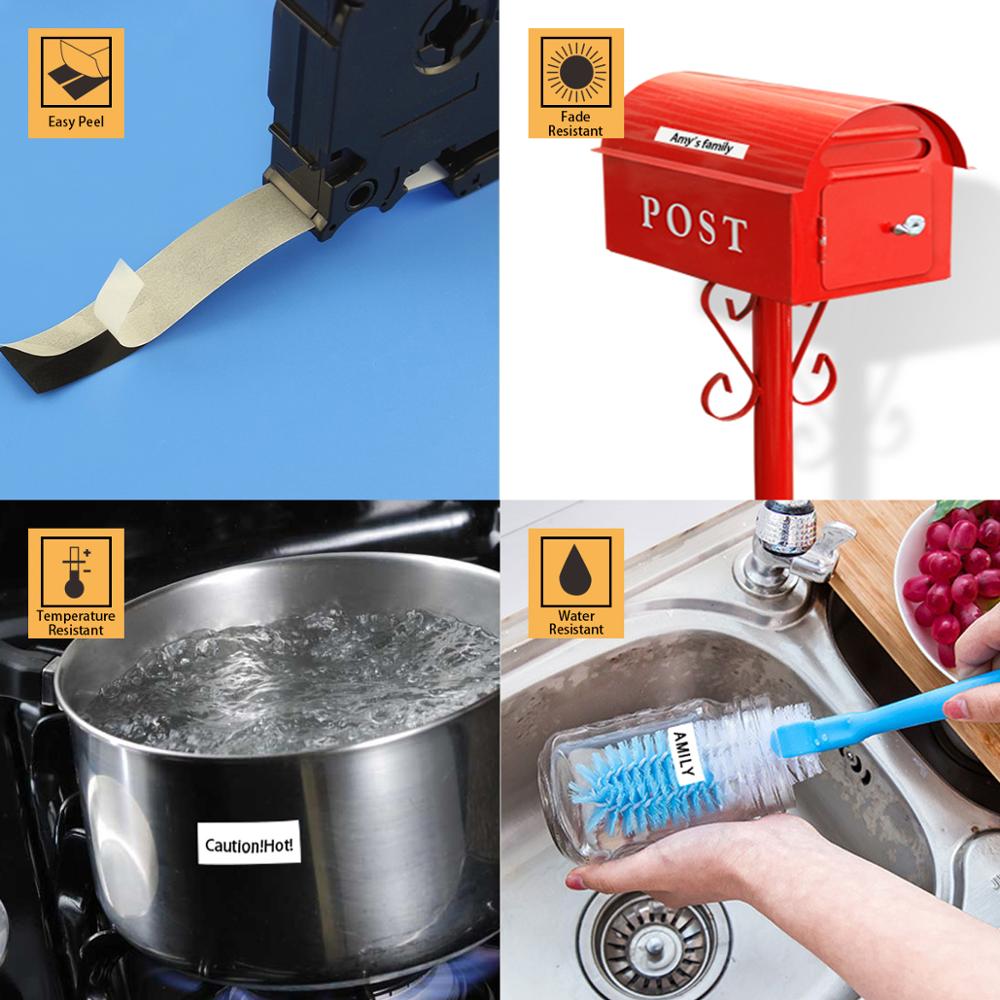 1 Piece PUTY Label Tape 12mm XR-12WE Black On White Compatible Label Tape For Casio KL-170 KL-60 Printer Ribbon PT-12WE