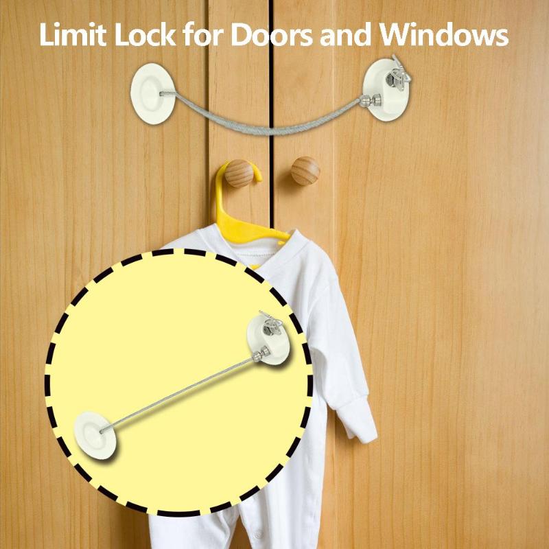 Door Window Lock Safety Restrictor Child Room Window Stop Door Restrictor Security Cable Lock Safety Anti-Theft Locks with Key