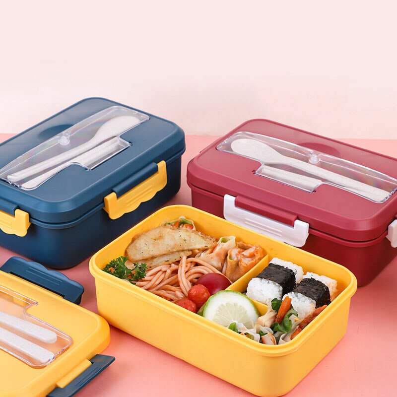 1000ml bento box insulated bag Portable lunch box with spoon chopsticks Microwave plastic lunch box set Food storage container