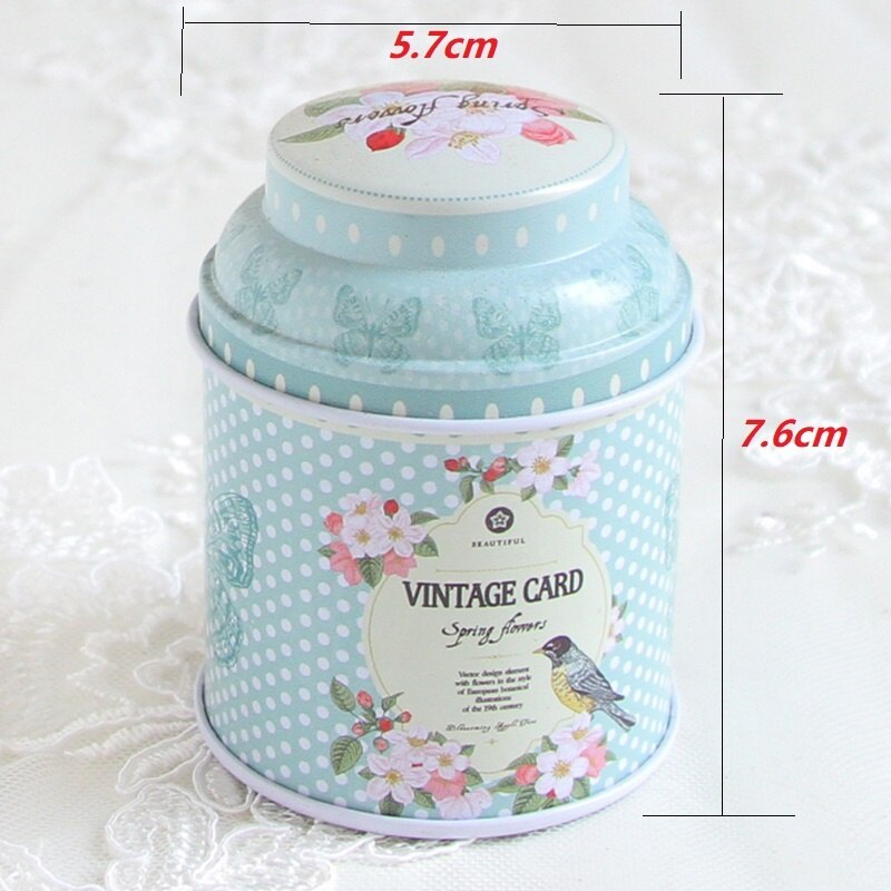1PC 7.6x5.7cm Mini Candy Tin Boxes Small Metal Tin Can Floral Print Seal Pot Packaging Box Tea Container