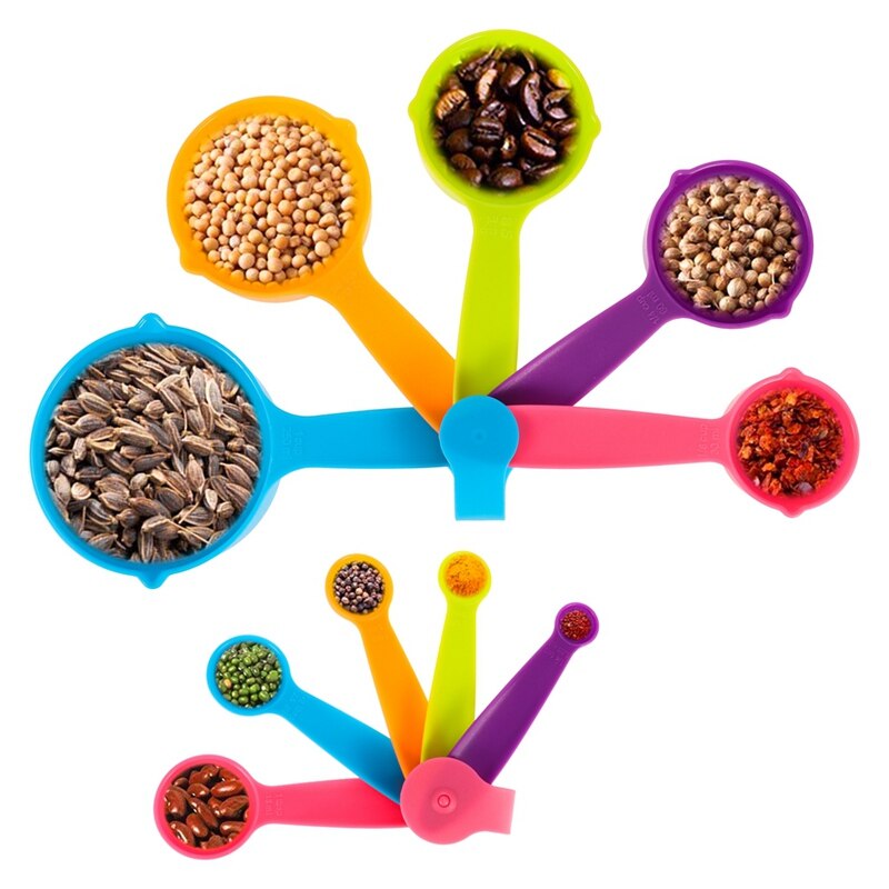 10pcs/set Multi-color Plastic Measuring Cups Measuring Spoon DIY for Baking Cake Pastry Coffee Tea Measuring Tool Kitchen Gadget