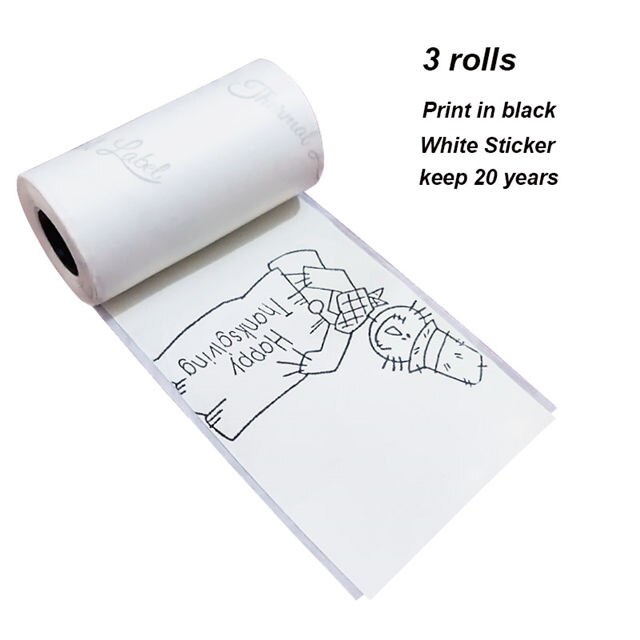 Papier auto-adhésif thermique 57mm, papiers d'étiquettes imprimables pour imprimante de poche M02/M02S/M02Pro, papier Photo autocollant pour iphone: White Sticker B