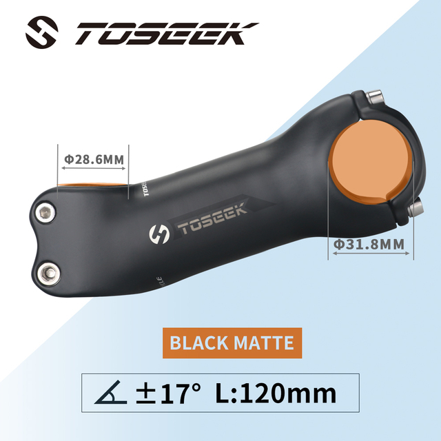 TOSEEK Super Light Full Carbon Fibre Bicycle Stem Bike Parts Matte Angle 6 / 17 Degrees Length 70/80/90/100/110/120/130mm: 17 Degrees 120mm