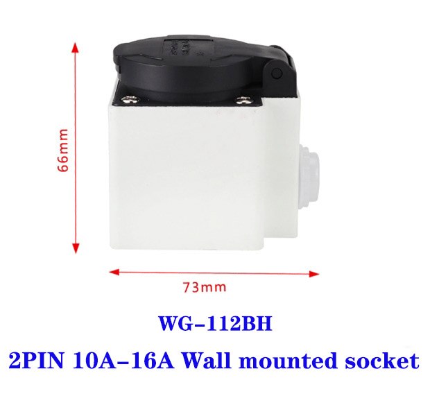 Industrial plug and socket 2 pin 10A-16A plug industrial connector two holes waterproof and dustproof wall mounted socket 220V: WG-112BH