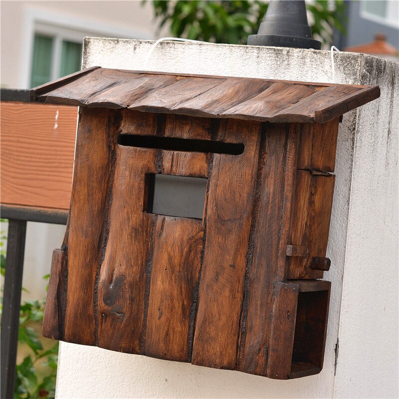 35X38X17CM Wooden Outdoor Mailbox Wall Mounted Newspaper Letterbox Waterproof Post Box Home Company Garden Decor