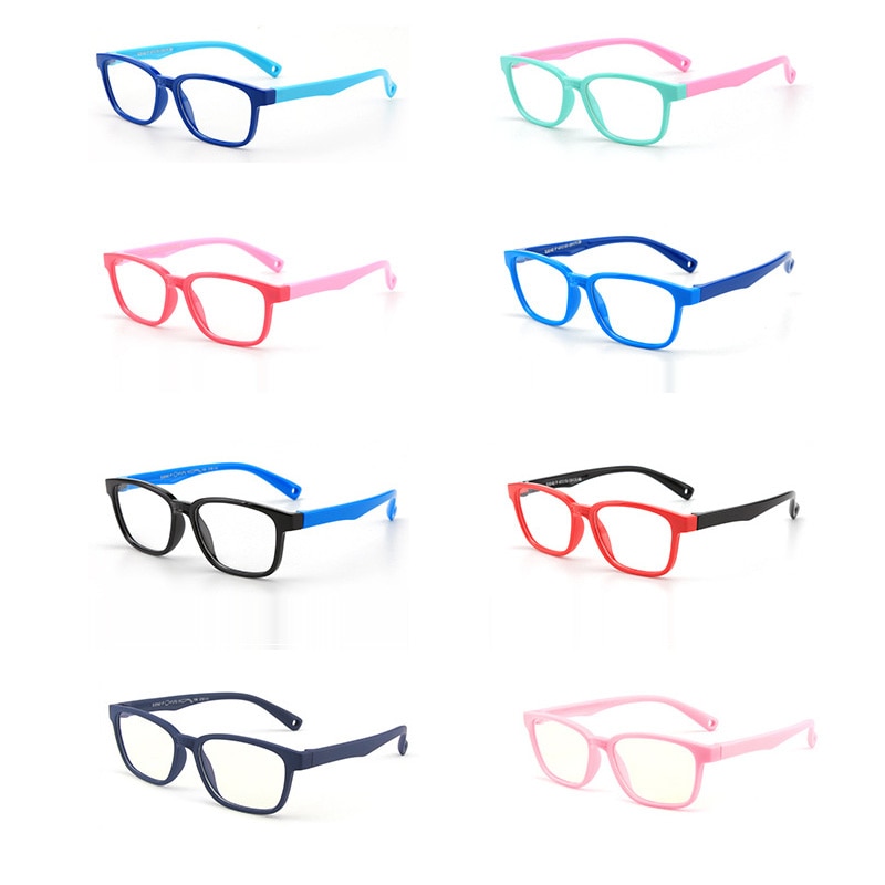 Blue Light Glasses Children Blocking Computer Eyeglasses Kids Girls Transparent TR90 Soft Silicone Frame UV400