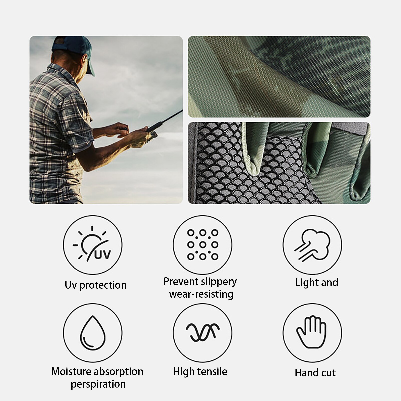 Rękawice ochronne UV sportowe rękawice wędkarskie oddychające letnie antypoślizgowe rękawiczki bez palców na wolnym powietrzu Turystyka piesza kolarstwo kajakowe