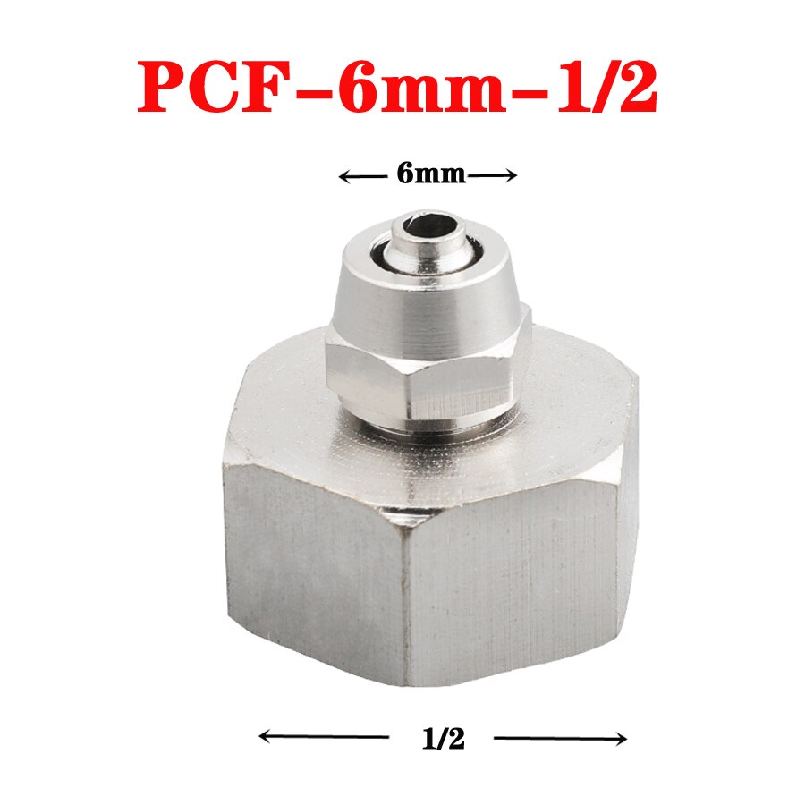 Pneumatische twist fit 4/6/8/10/12mm od slang  x 1/8 " 1/4 " 3/8 " 1/2 " binnendraad koper nikkel plating luchtslang snelkoppeling: Pcf - od6mm-04