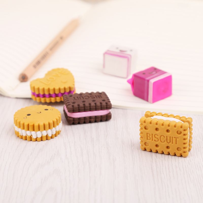 6 teile/satz Kawaii Keks Milch Gummi Bleistift Radiergummi freundlicher Schüler Schule Schreibwaren G92E