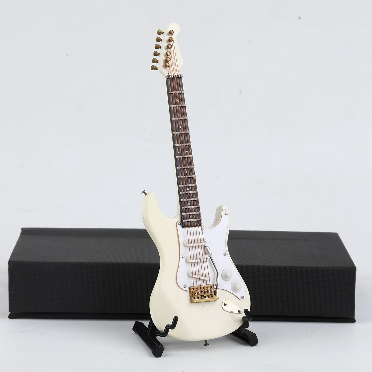 Mini Elektrische Gitaar Miniatuur Musical Model Muziek Instrument Miniatuur Display Model Gitaren En Case: White / 18cm