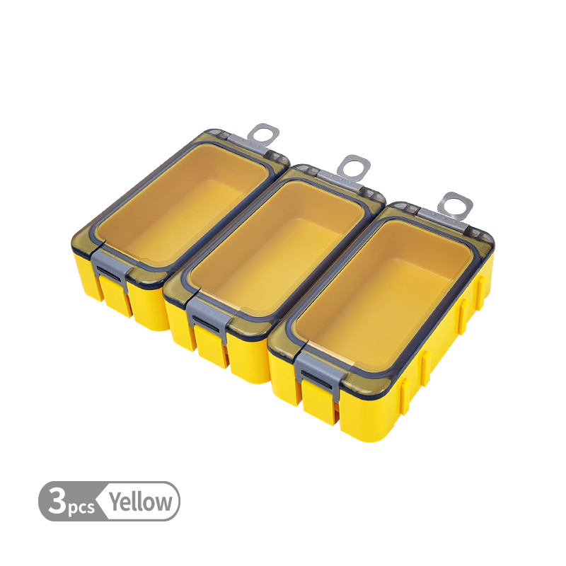 Mini boîte de rangement en plastique pour accessoires de pêche, boîte à hameçons, conteneur d'appâts, mallette à outils pour carpe avec chaussures, , 3 pièces: YELLOW