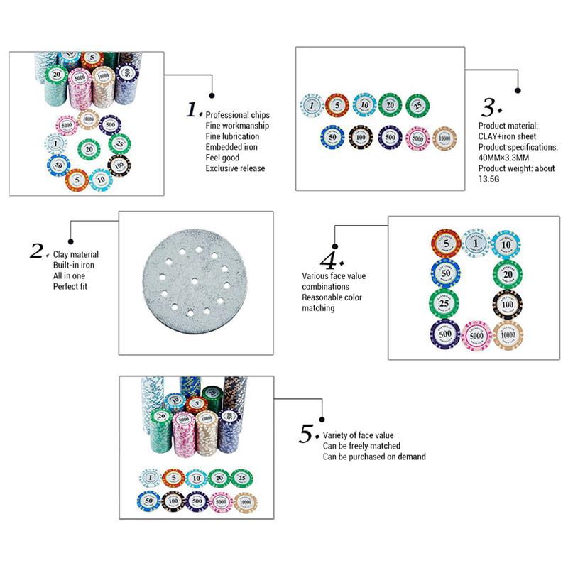 100pcs Round Plastic Chips Casino Poker Card Game Baccarat Counting Accessories Dice Entertainment Chip