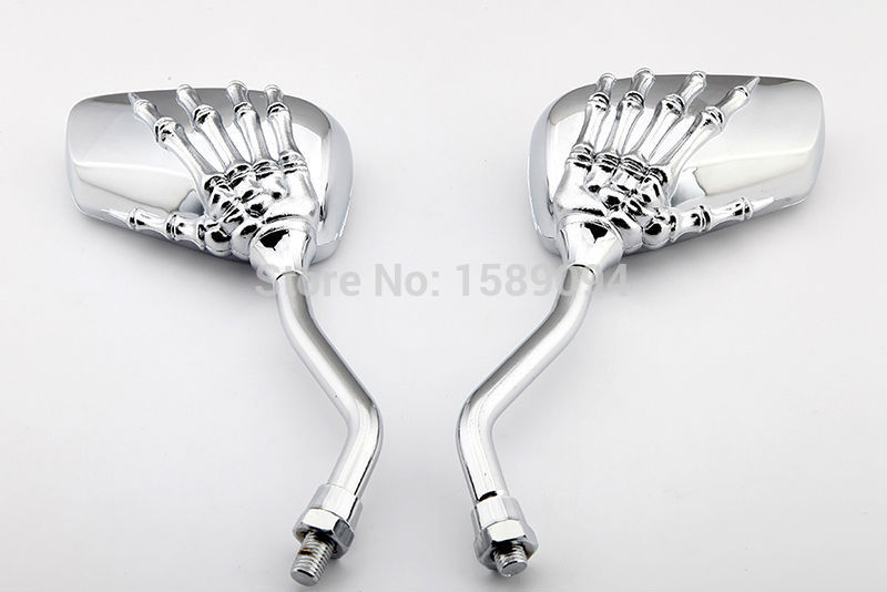 Chrom Motorrad Schädel Hand Klaue Rückspiegel Universal- passen 10mm 8mm Spiegel Bolzen Für Straße Sport Fahrrad Zerhacker Kreuzer