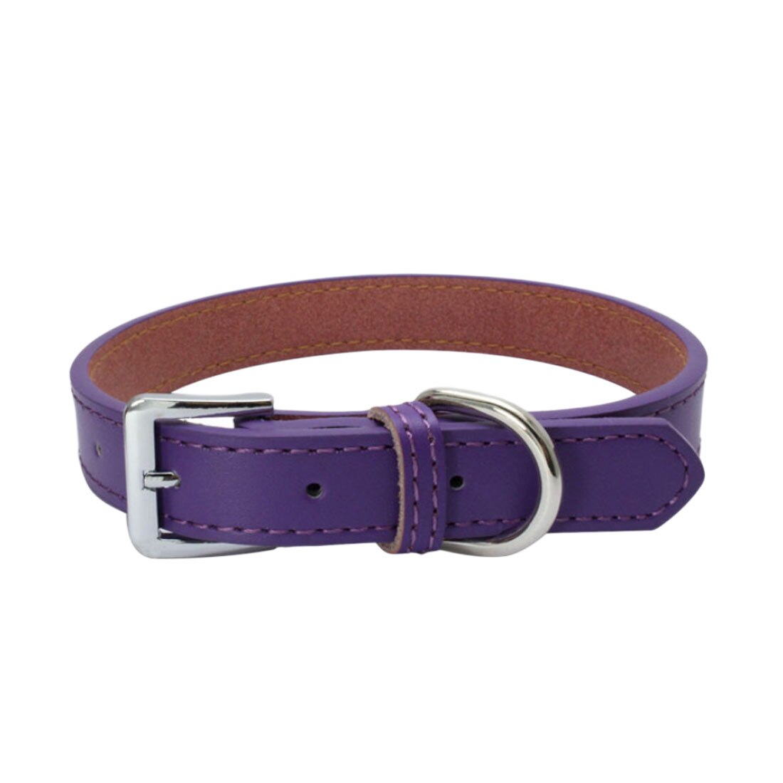 Kleurrijke hondenhalsband van pu-leer, verstelbaar, effen roze kattenhalsband, geschikt voor kleine, middelgrote en grote honden (maat s-xl): Paars / 613cm