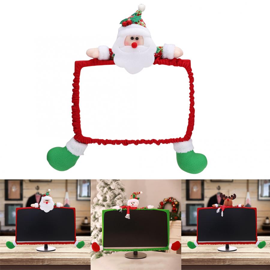 3D Kerst Cartoon 19-27inch Computer PC Monitor Display Frame Beschermende Case Cover