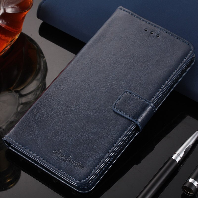 TienJueShi Flip Book Protect Leather Cover Shell Wallet Etui Skin Case For Uhans MAX 2 6.44 inch: Dark blue